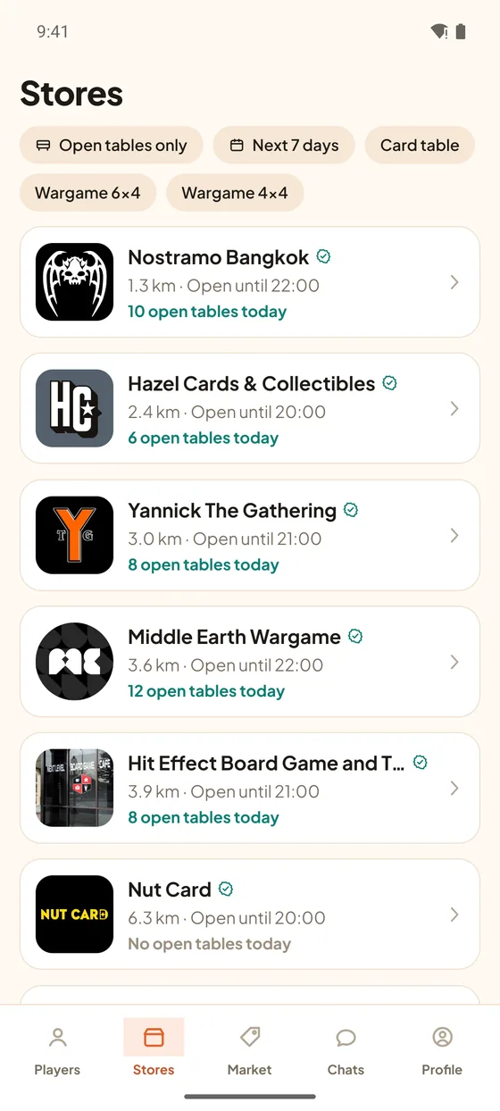 App screenshot: the Stores tab