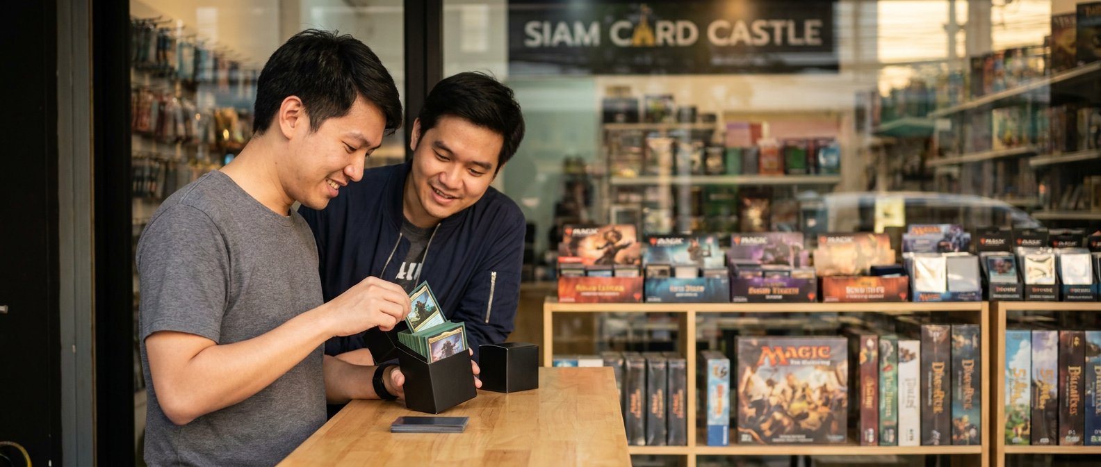 Two players meeting at a store